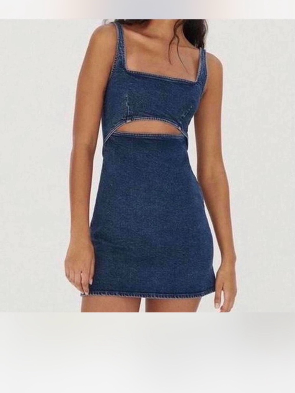 Zara Dark Blue Denim Cutout Mini Dress